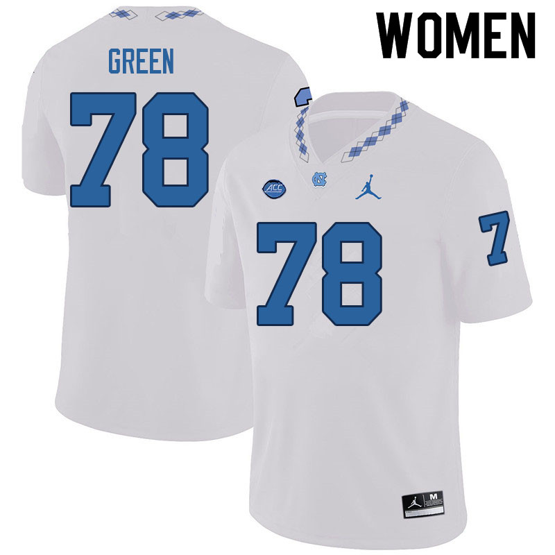 Women #78 Trevyon Green North Carolina Tar Heels College Football Jerseys Sale-White